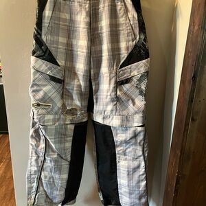 Men's Plaid motorcycle Pants - Black and Gray